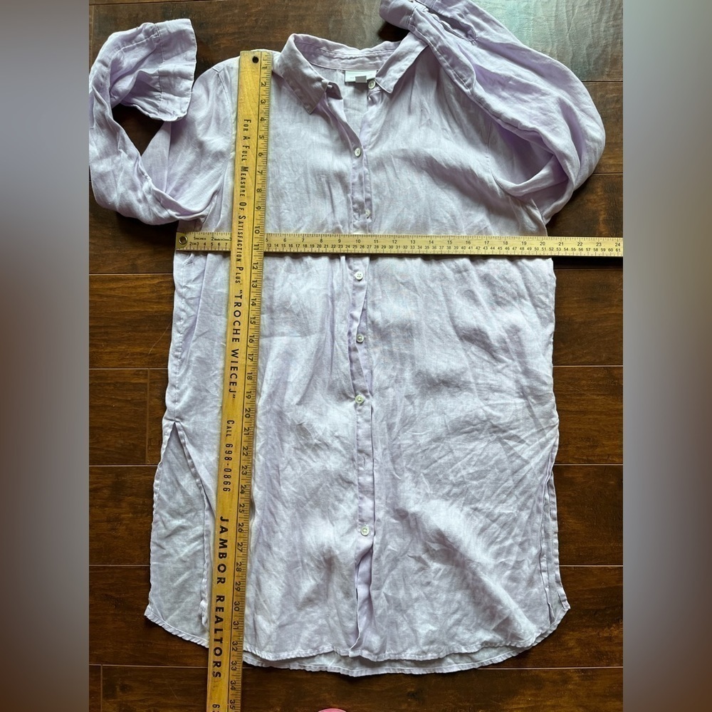 J.Jill Love Linen 100% Linen Purple Long Length Button Down Long Sleeve Size M - Picture 9 of 9